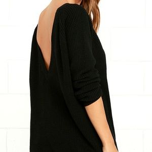 Lulus Just for You Black Backless Sweater